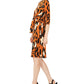 MSK Women's Leopard Print Tie Front Dress Orange Size Petite M