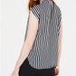 Bar III Women's Striped Tie Neck Top Brown Size S