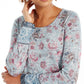 Style & Co Women's Printed Knit Top  Gray Size S