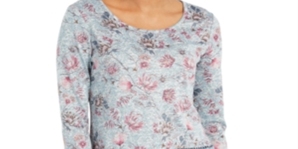 Style & Co Women's Printed Knit Top  Gray Size S
