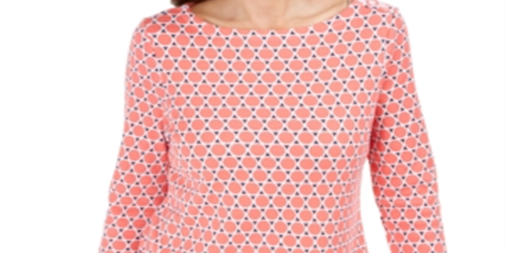 Charter Club Women's Cotton Printed Top Pink Size XL
