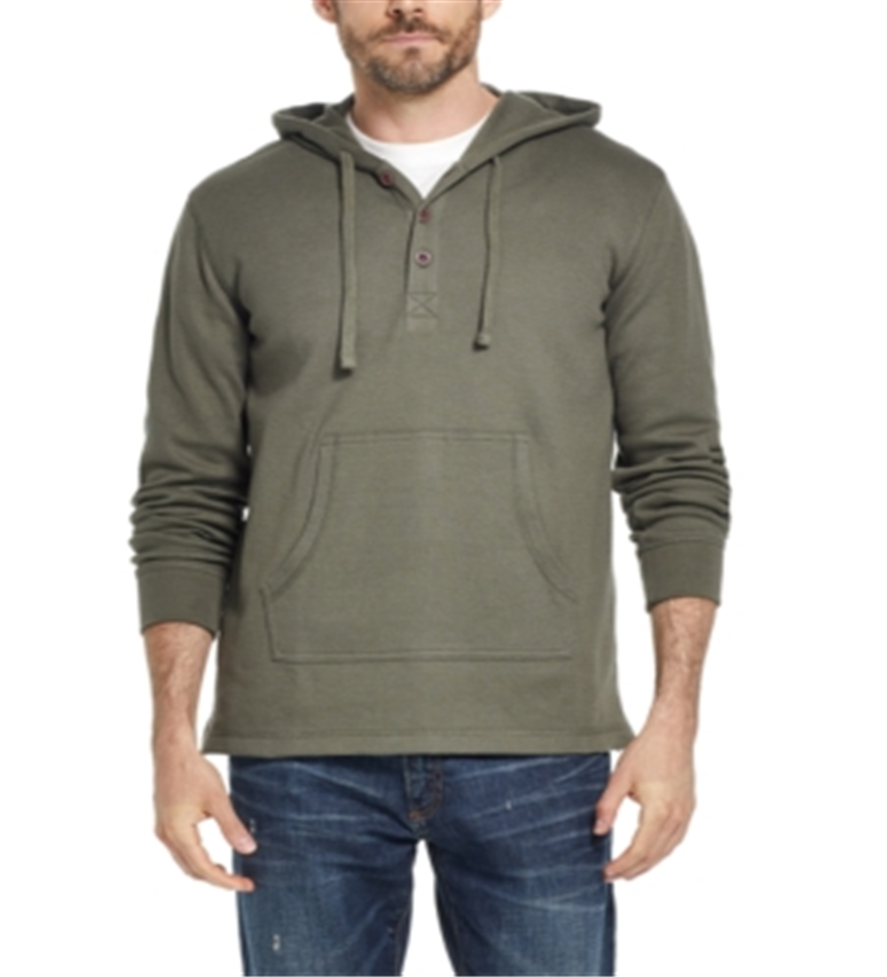 Weatherproof Men's Sweater  Waffle Knit Pullover Hooded Green Size Large