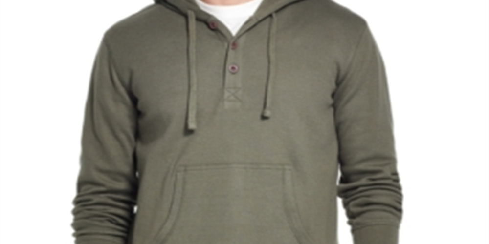 Weatherproof Men's Sweater  Waffle Knit Pullover Hooded Green Size Large
