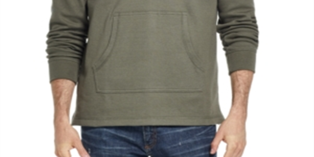 Weatherproof Men's Sweater  Waffle Knit Pullover Hooded Green Size Large