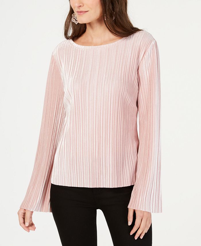 INC International Concepts Women's Velvet Pullover Blouse Pink Size Large