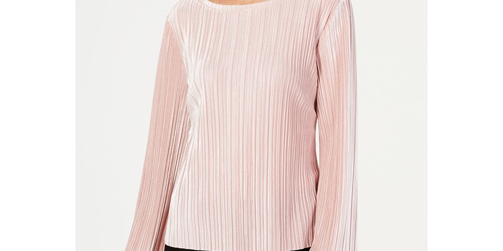 INC International Concepts Women's Velvet Pullover Blouse Pink Size Large