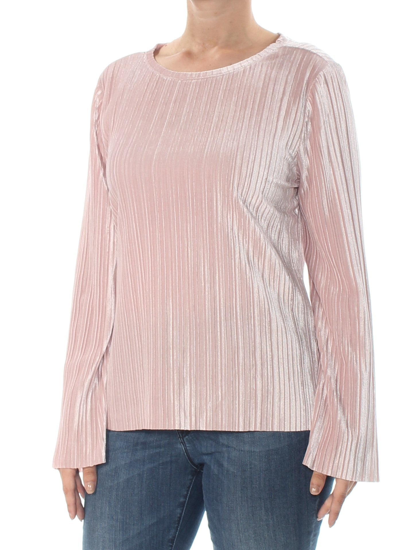 INC International Concepts Women's Velvet Pullover Blouse Pink Size Large