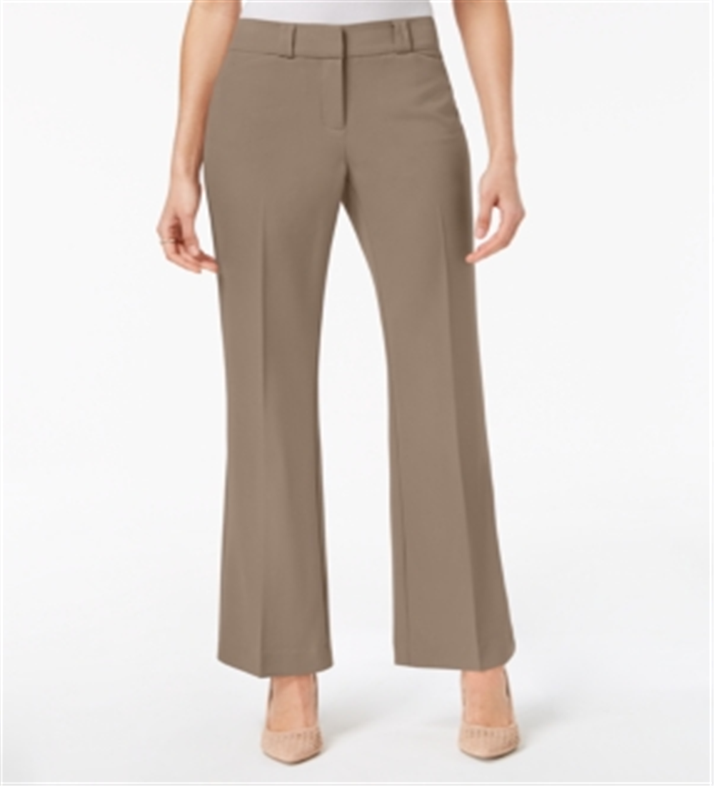 Alfani Women's Curvy Fit Mid Rise Bootcut Pants Beige Size 14