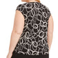 Kasper Women's Cap Sleeve Printed Keyhole Stretch Top -Black Size 3X