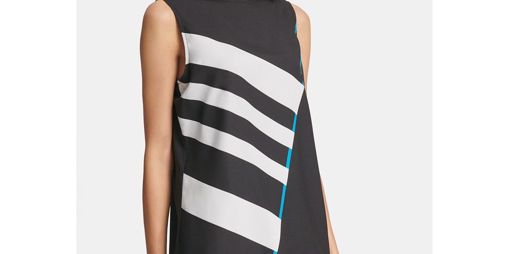 DKNY Women's Striped Top Black Size X-Large