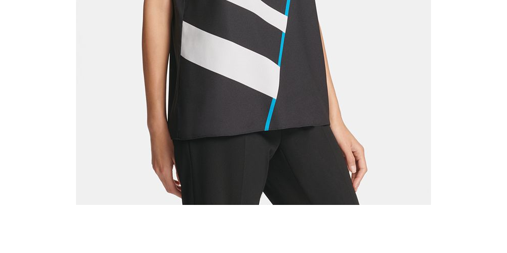 DKNY Women's Striped Top Black Size X-Large