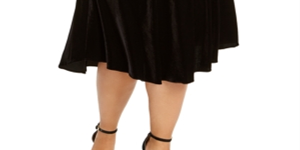 Calvin Klein Women's Plus Velvet Pull on MIDI Skirt -Black Size 18W