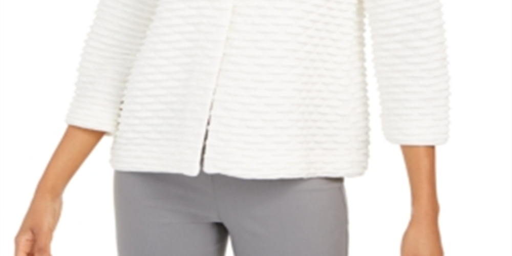 JM Collection Women's Two Button Textured Topper White Size Petite XL