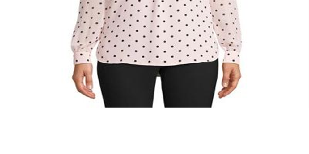 Anne Klein Women's Cherry Blossom Long Partitioned Poet Blouse Pink Size XS