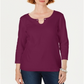 Karen Scott Women's Three Quarter Sleeve Top Purple Size Medium