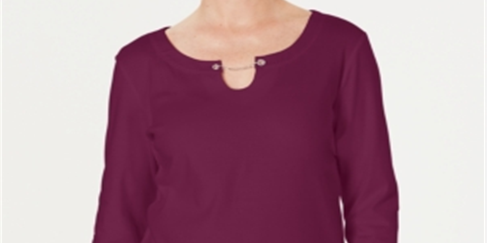 Karen Scott Women's Three Quarter Sleeve Top Purple Size Medium