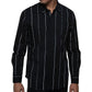 Sean John Men's Striped Logo Shirt Black Size Large