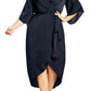 City Chic Women's OPULENT WRAP DRESS Black Size X-Small