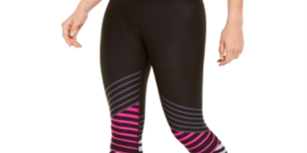 Calvin Klein Women's Performance Striped High Waist Leggings Black Size M