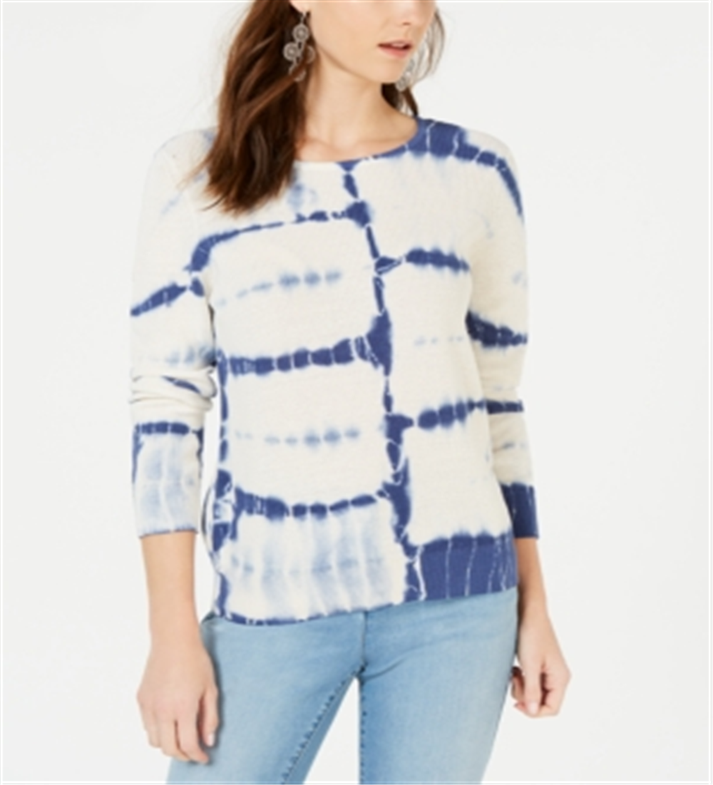 INC International Concepts Women's Tie Dye Pullover Sweater White Size Large