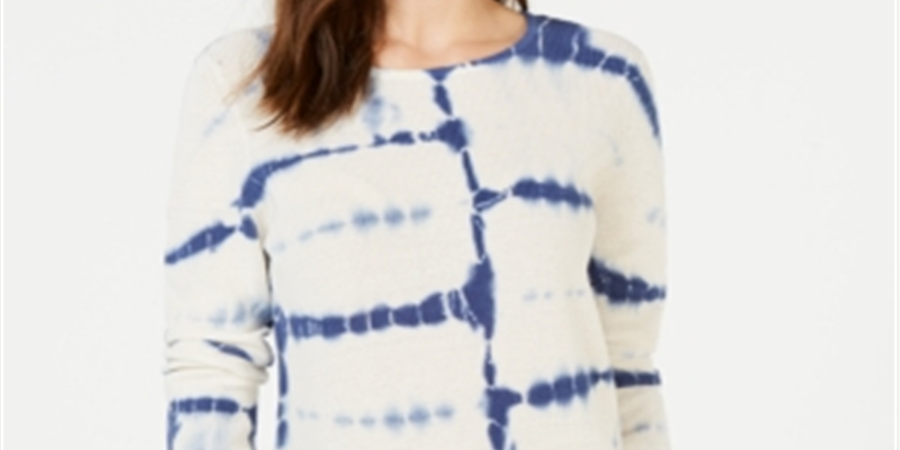 INC International Concepts Women's Tie Dye Pullover Sweater White Size Large