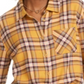 Ultra Flirt Women's Crop Top Collared Plaid Shirts Yellow Size Medium