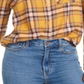 Ultra Flirt Women's Crop Top Collared Plaid Shirts Yellow Size Medium