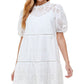 BCX Women's Belted Striped Sleeveless V Neck MIDI Hi Lo Dress White Size Medium