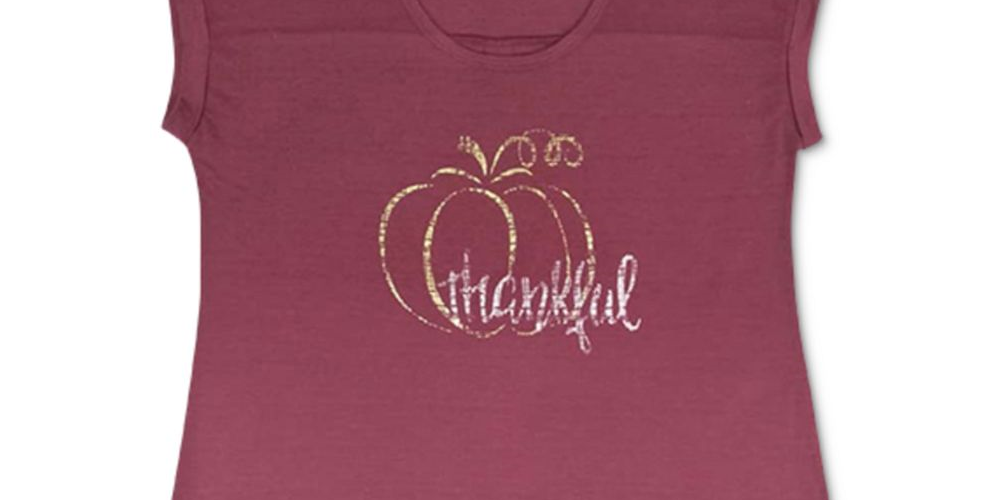 Style & Co Women's Thankful Graphic T-Shirt -Red Size Medium