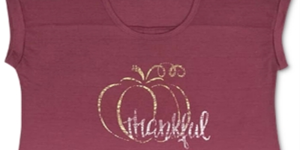 Style & Co Women's Thankful Graphic T-Shirt -Red Size Medium