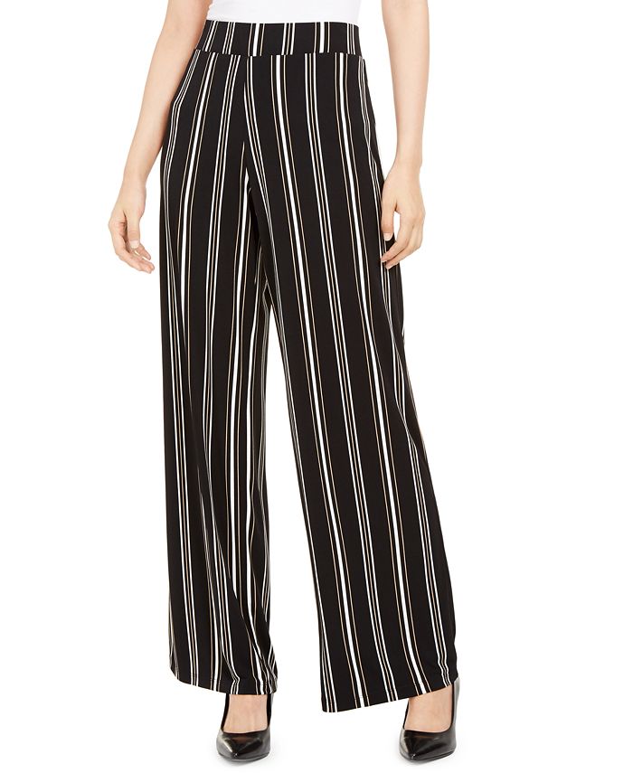 Alfani Women's Striped Pull on Pants Black Size Petite XL