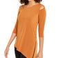 Alfani Women's Asymmetrical Cut Out Top -Brown Size Petite L