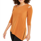 Alfani Women's Asymmetrical Cut Out Top -Brown Size Petite L