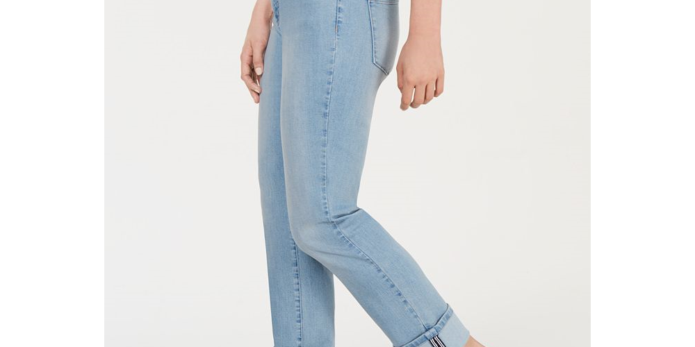 Charter Club Women's Tummy Control Cuffed Jeans Blue Size 6