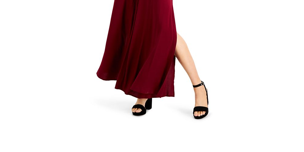 Bar III Women's Peekaboo Cutout Jumpsuit Maroon Size Small