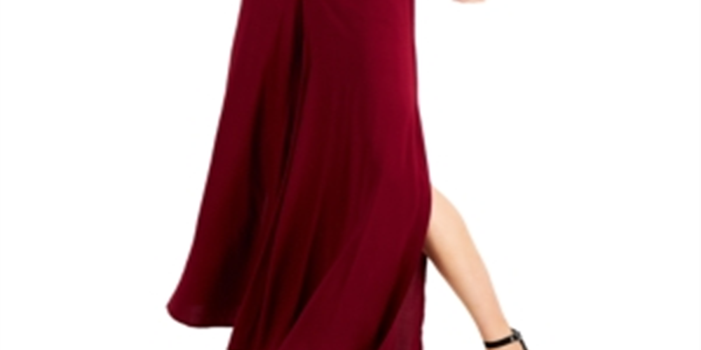 Bar III Women's Peekaboo Cutout Jumpsuit Maroon Size Small