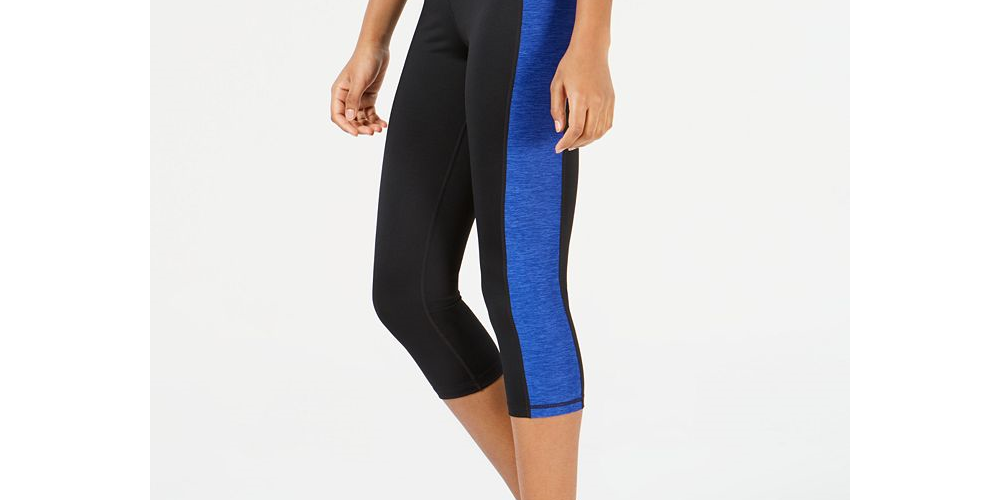 Ideology Women's Colorblocked Cropped Leggings Black Size 2XL
