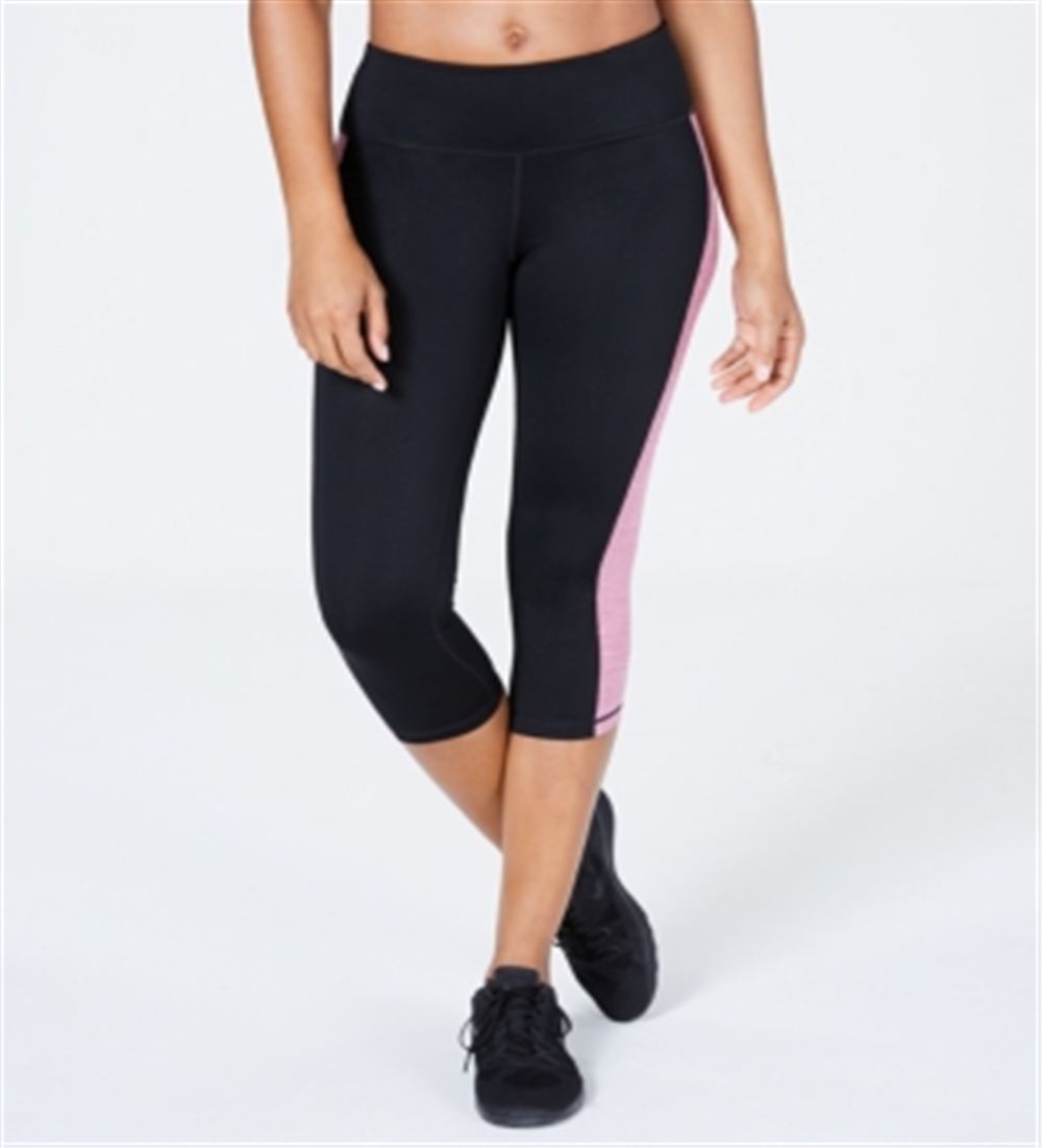 Ideology Women's Colorblocked Cropped Leggings Black Size 2XL