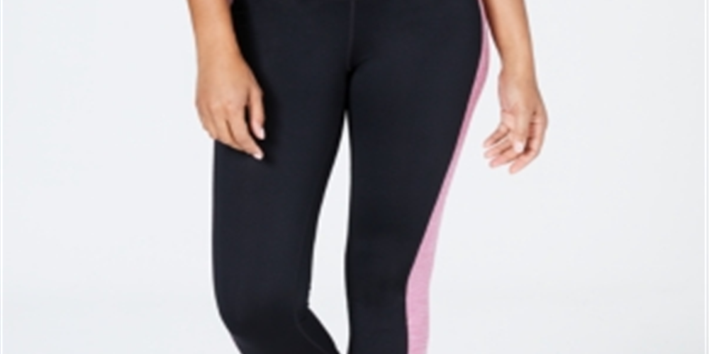 Ideology Women's Colorblocked Cropped Leggings Black Size 2XL