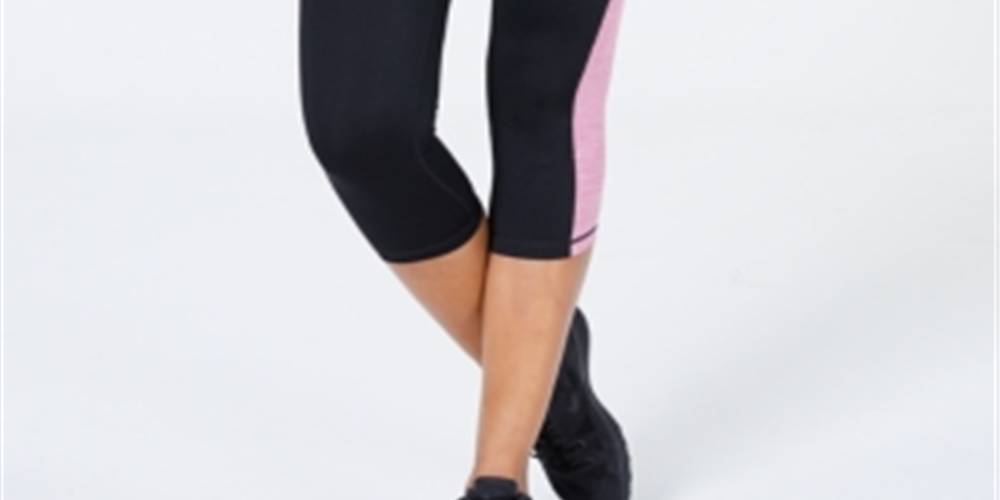 Ideology Women's Colorblocked Cropped Leggings Black Size 2XL