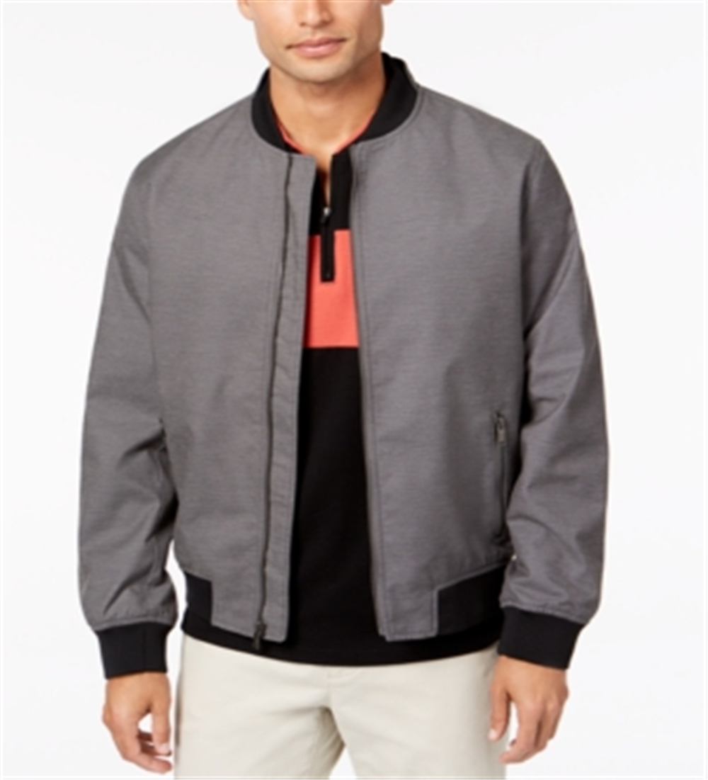 Alfani Men's Ribbed Bomber Jacket Heather Gray Size XX-Large