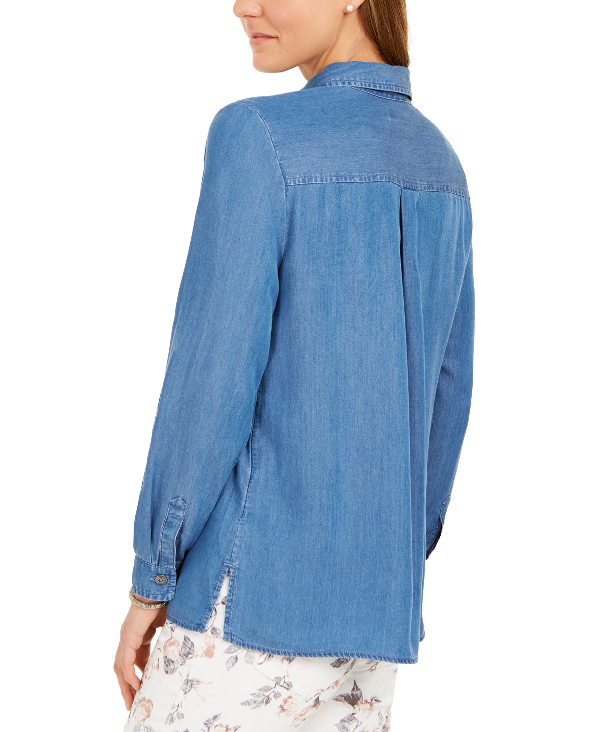Charter Club Women's Denim Utility Shirt Blue Size Medium