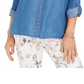 Charter Club Women's Denim Utility Shirt Blue Size Medium