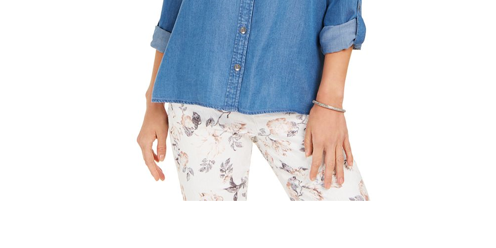 Charter Club Women's Denim Utility Shirt Blue Size Medium