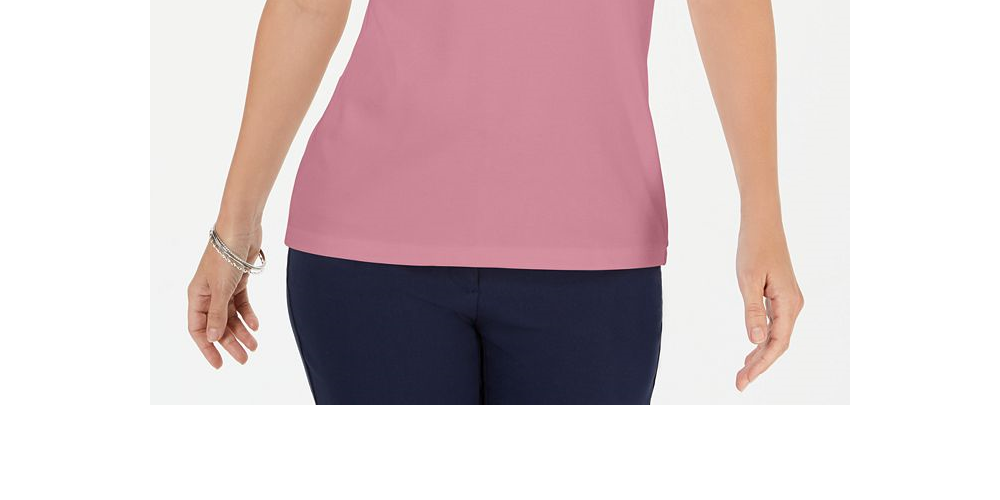 Karen Scott Solid T-Shirt - Pink Size S