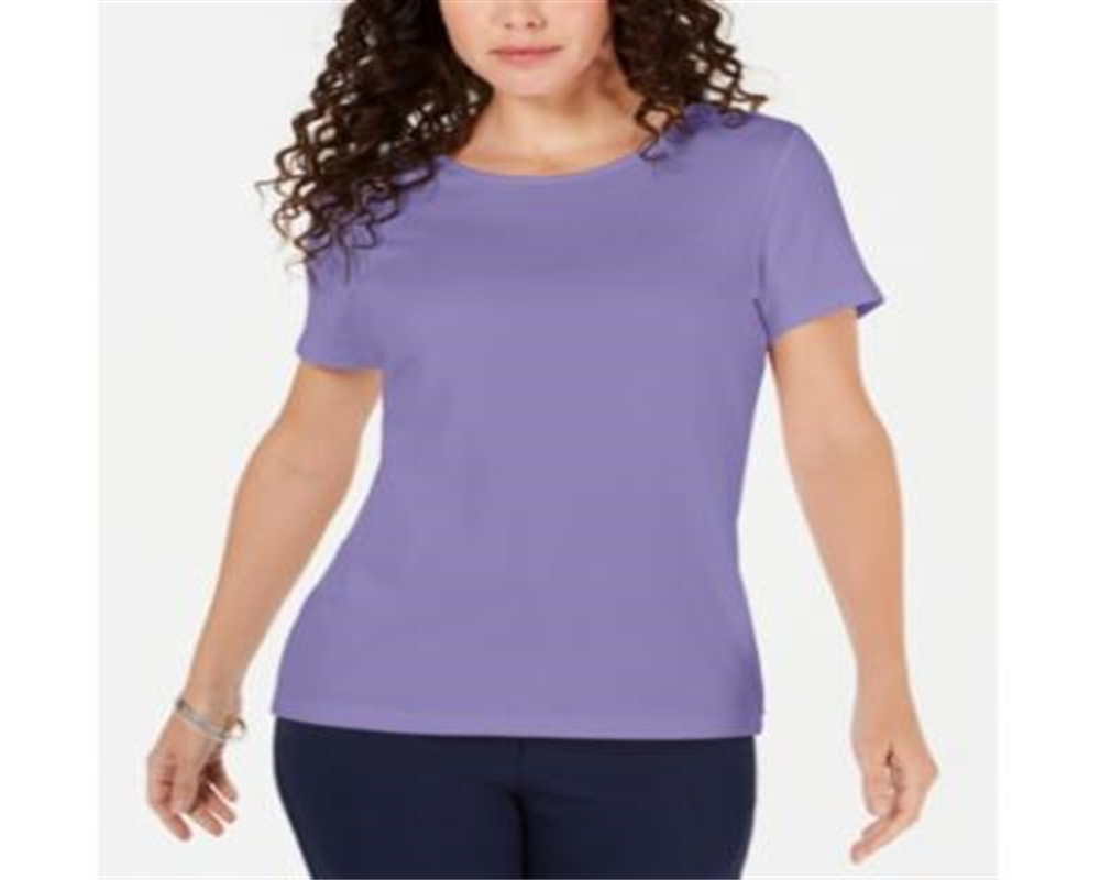 Karen Scott Solid T-Shirt - Pink Size S