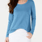 Style & Co Long-Sleeve Crewneck Top Blue Size S