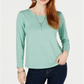 Style & Co Long-Sleeve Crewneck Top Blue Size S