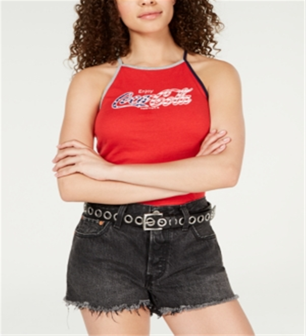 Freeze Women's Juniors Coke USA Slogan Graphic Tank Top Red Size M