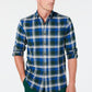 Club Room Men's Stretch Brushed Cotton Plaid Flannel Shirt - Dark Fudge Brown Size XL